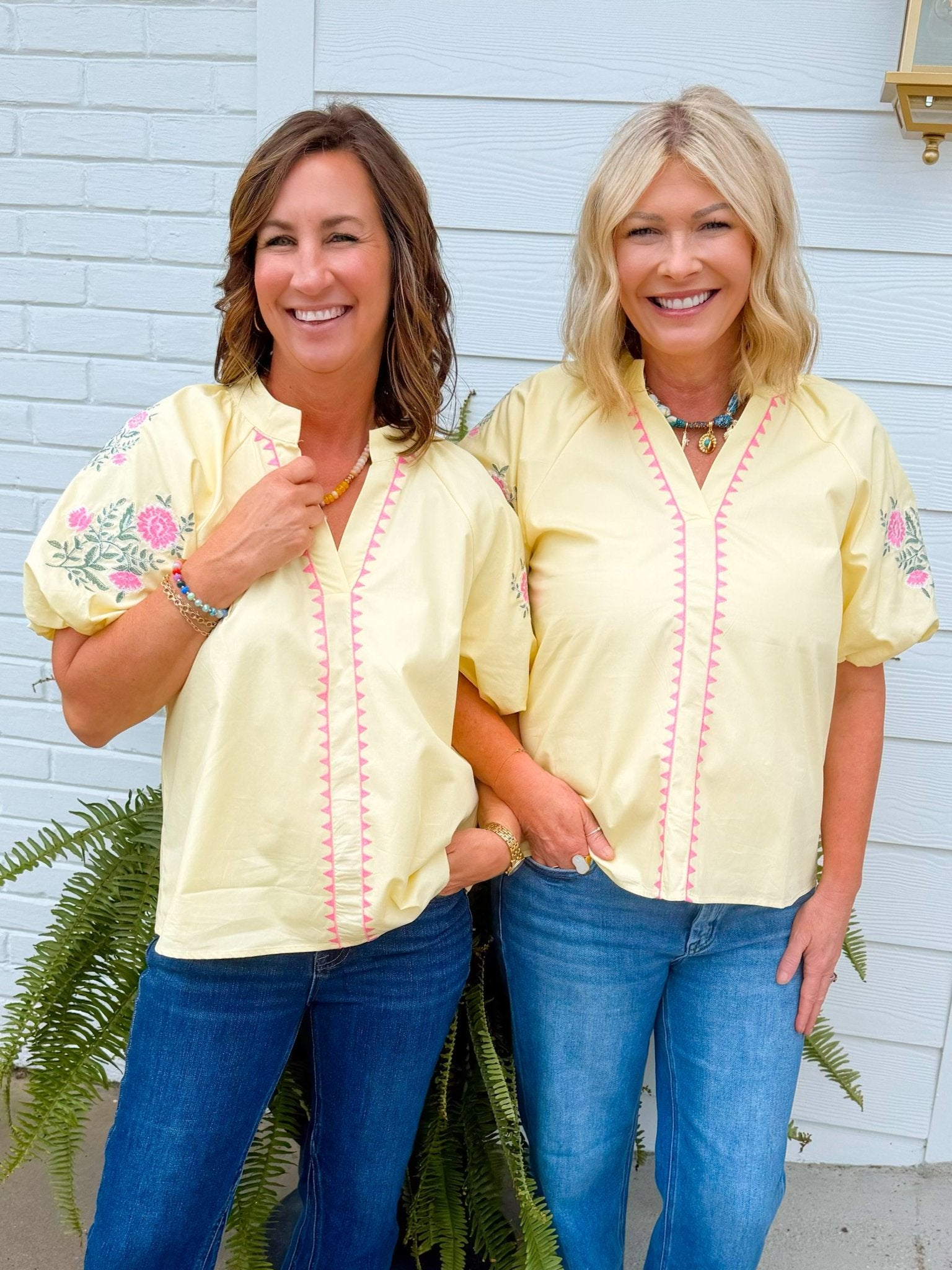 Lemon Blossom Embroidered Top - Jessi Jayne Boutique