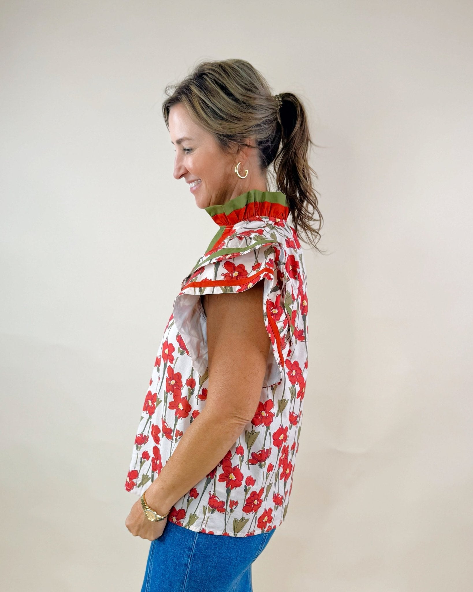 Scarlet Bloom Ruffle Top - Jessi Jayne Boutique