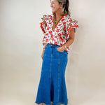 Scarlet Bloom Ruffle Top - Jessi Jayne Boutique