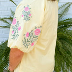 Lemon Blossom Embroidered Top - Jessi Jayne Boutique