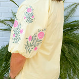 Lemon Blossom Embroidered Top - Jessi Jayne Boutique