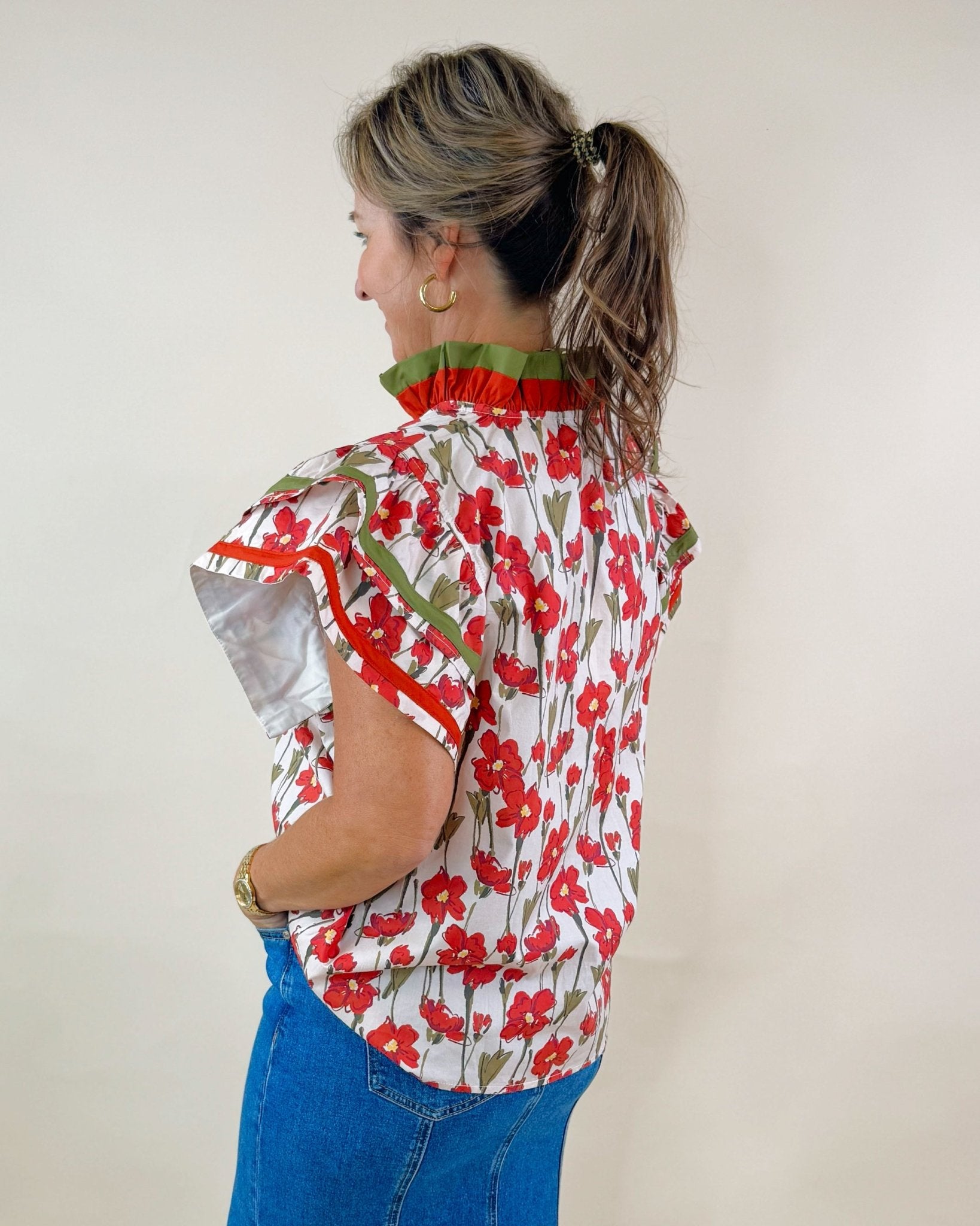Scarlet Bloom Ruffle Top - Jessi Jayne Boutique