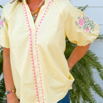 Lemon Blossom Embroidered Top - Jessi Jayne Boutique