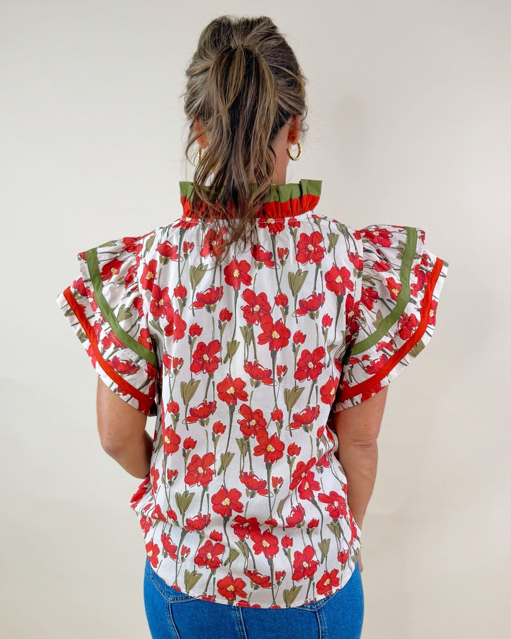 Scarlet Bloom Ruffle Top - Jessi Jayne Boutique