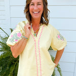 Lemon Blossom Embroidered Top - Jessi Jayne Boutique