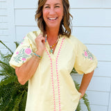 Lemon Blossom Embroidered Top - Jessi Jayne Boutique