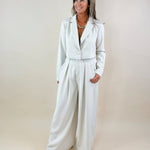 Tailored Elegance Cropped Blazer Wide - Leg Pants Set - Jessi Jayne Boutique