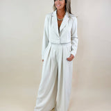 Tailored Elegance Cropped Blazer Wide - Leg Pants Set - Jessi Jayne Boutique