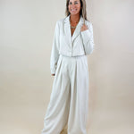 Tailored Elegance Cropped Blazer Wide - Leg Pants Set - Jessi Jayne Boutique
