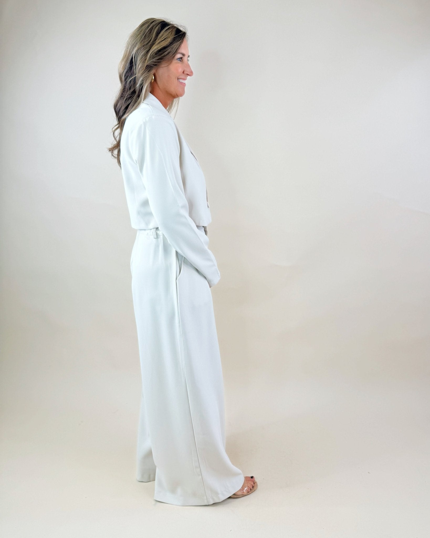 Tailored Elegance Cropped Blazer Wide - Leg Pants Set - Jessi Jayne Boutique