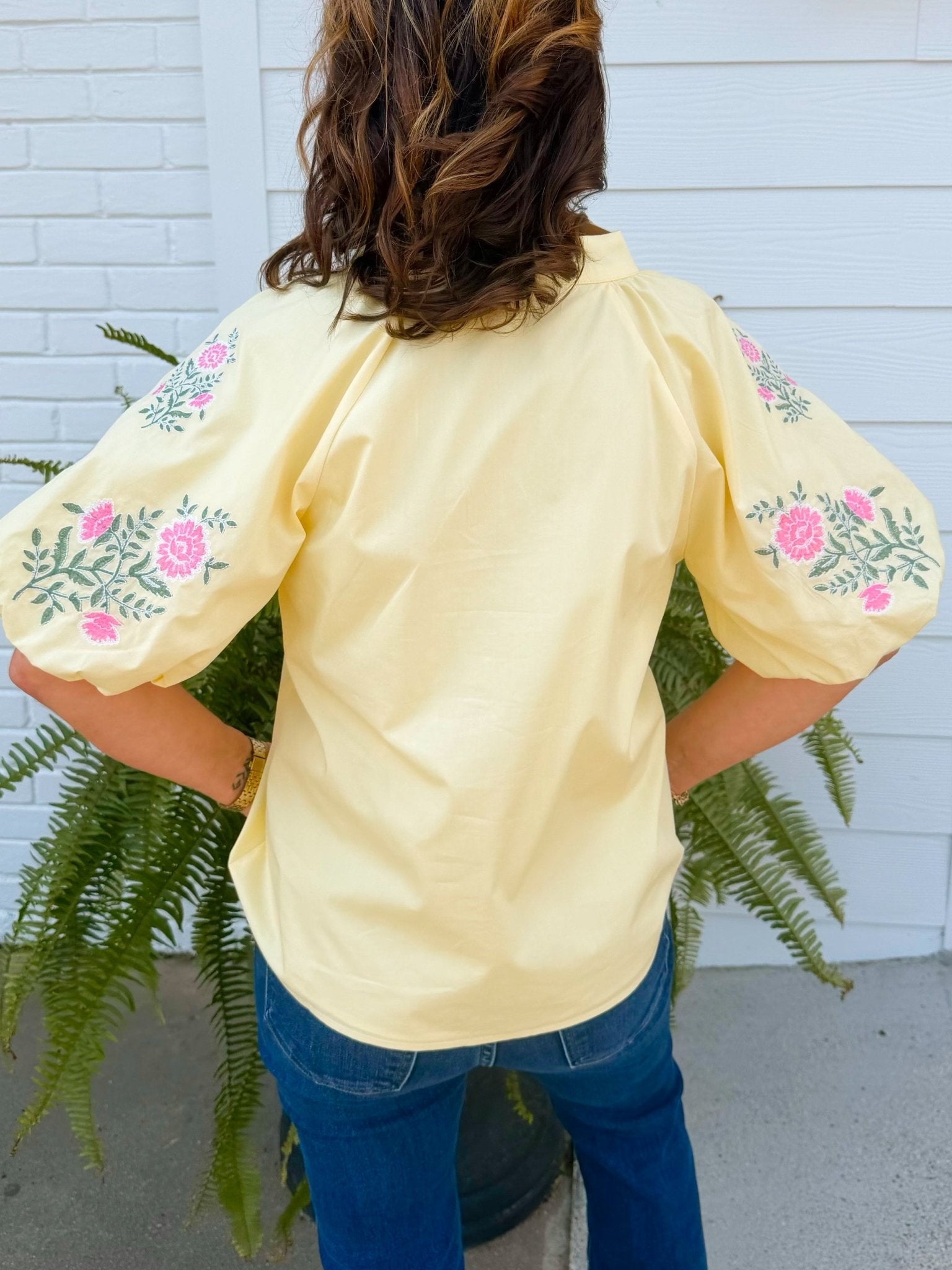 Lemon Blossom Embroidered Top - Jessi Jayne Boutique