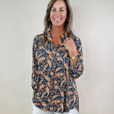 Midnight Paisley Bloom Blouse - Jessi Jayne Boutique