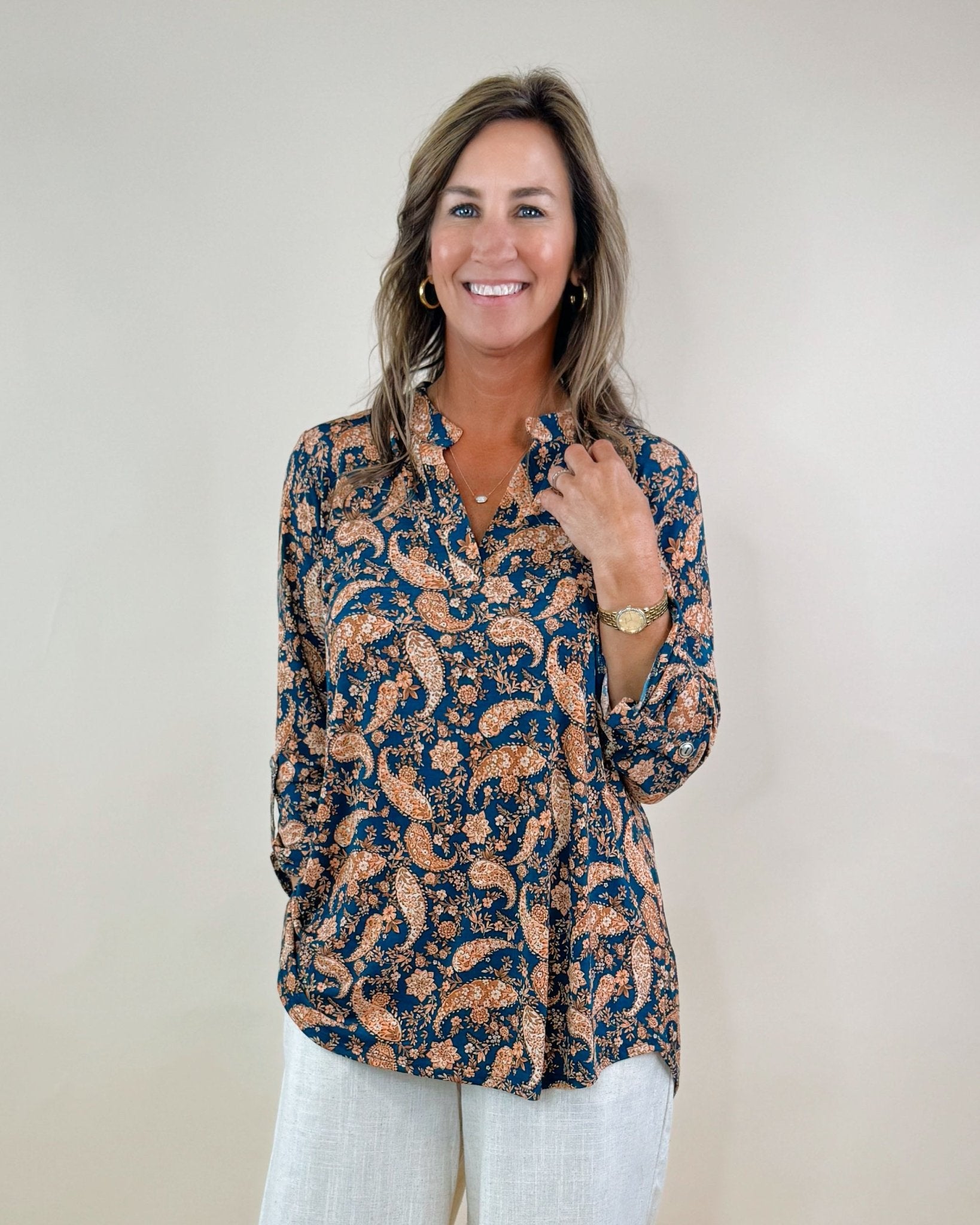 Midnight Paisley Bloom Blouse - Jessi Jayne Boutique