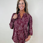 Wine & Whisper Floral Blouse - Jessi Jayne Boutique