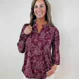 Wine & Whisper Floral Blouse - Jessi Jayne Boutique