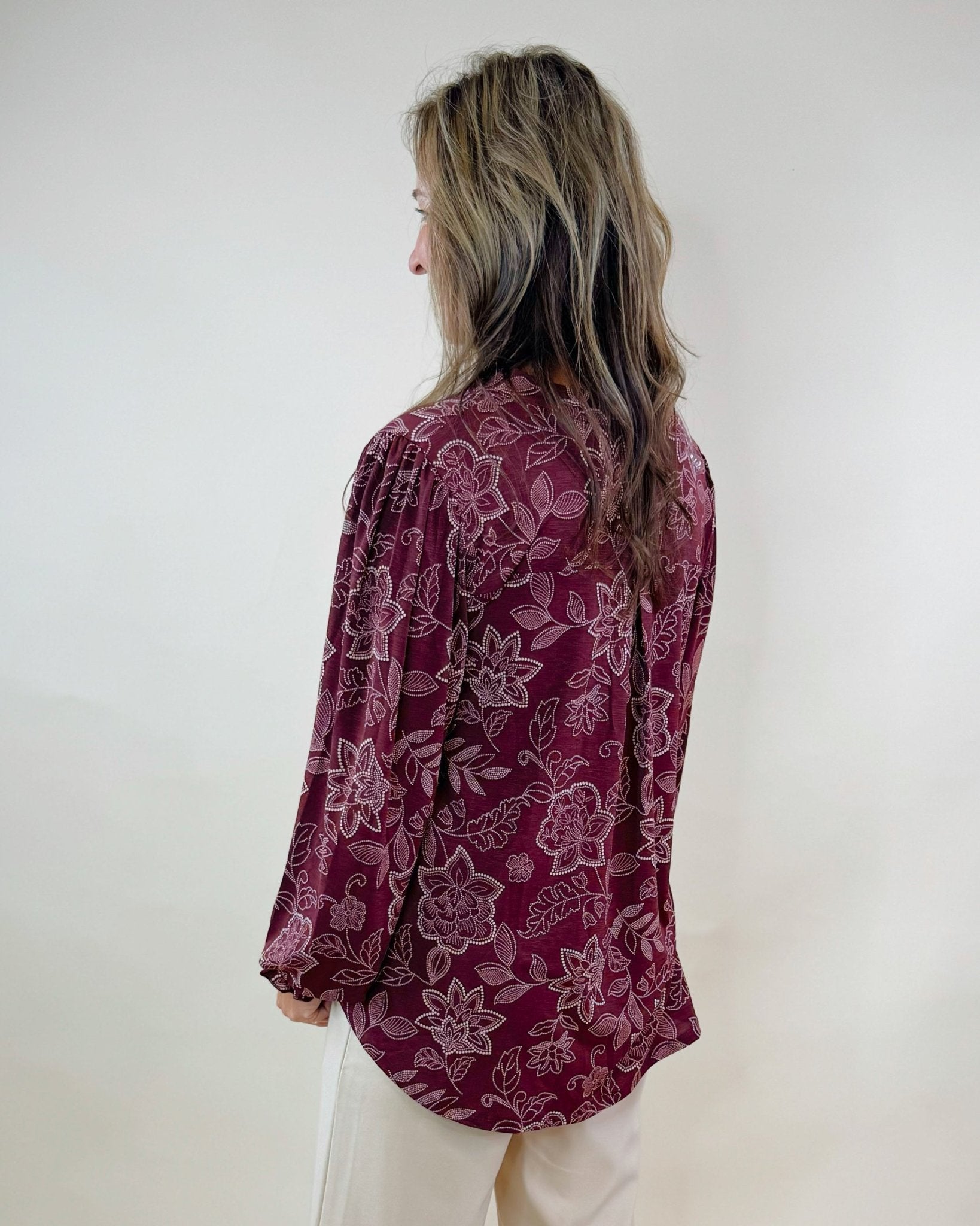 Wine & Whisper Floral Blouse - Jessi Jayne Boutique