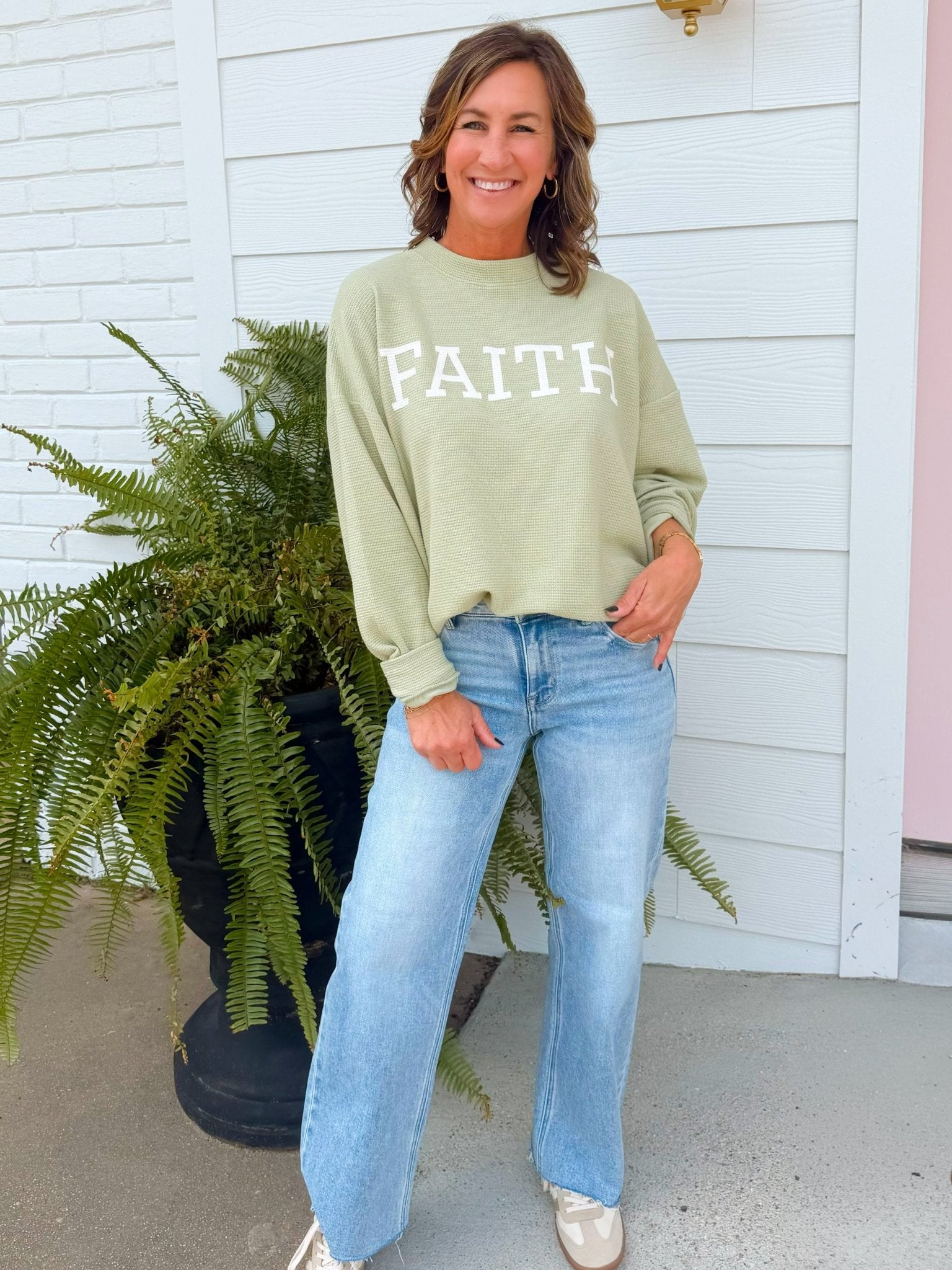 Faith Cloud Knit Sweatshirt - Jessi Jayne Boutique