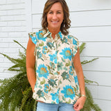 Blue Willow Floral Top - Jessi Jayne Boutique