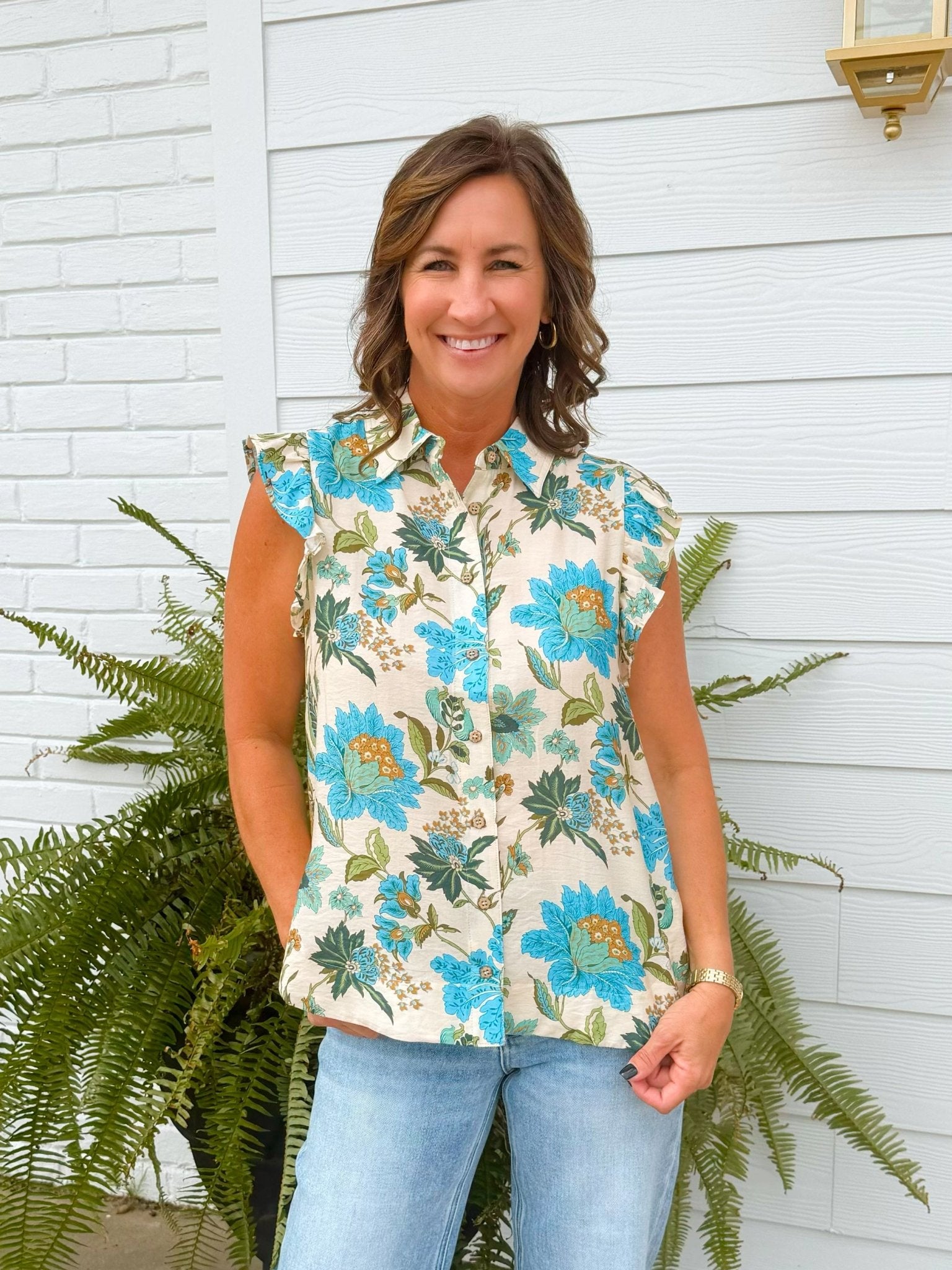 Blue Willow Floral Top - Jessi Jayne Boutique