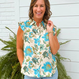 Blue Willow Floral Top - Jessi Jayne Boutique