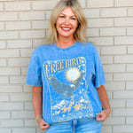Free Bird Puff Blue Graphic Tee - Jessi Jayne Boutique
