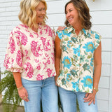 Blue Willow Floral Top - Jessi Jayne Boutique