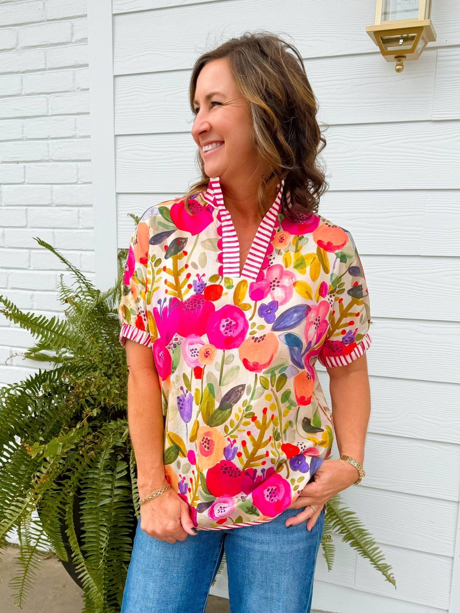 Painted Petals Floral Blouse - Jessi Jayne Boutique