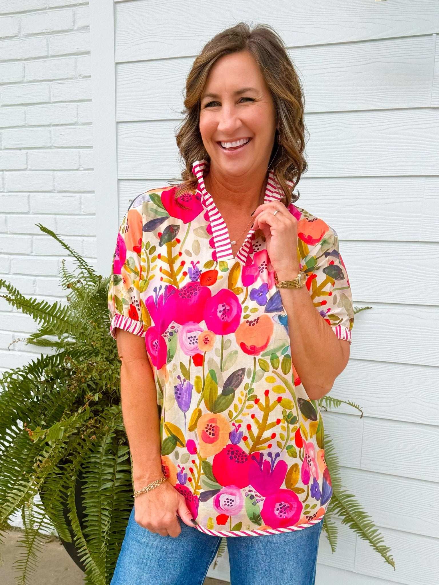 Painted Petals Floral Blouse - Jessi Jayne Boutique
