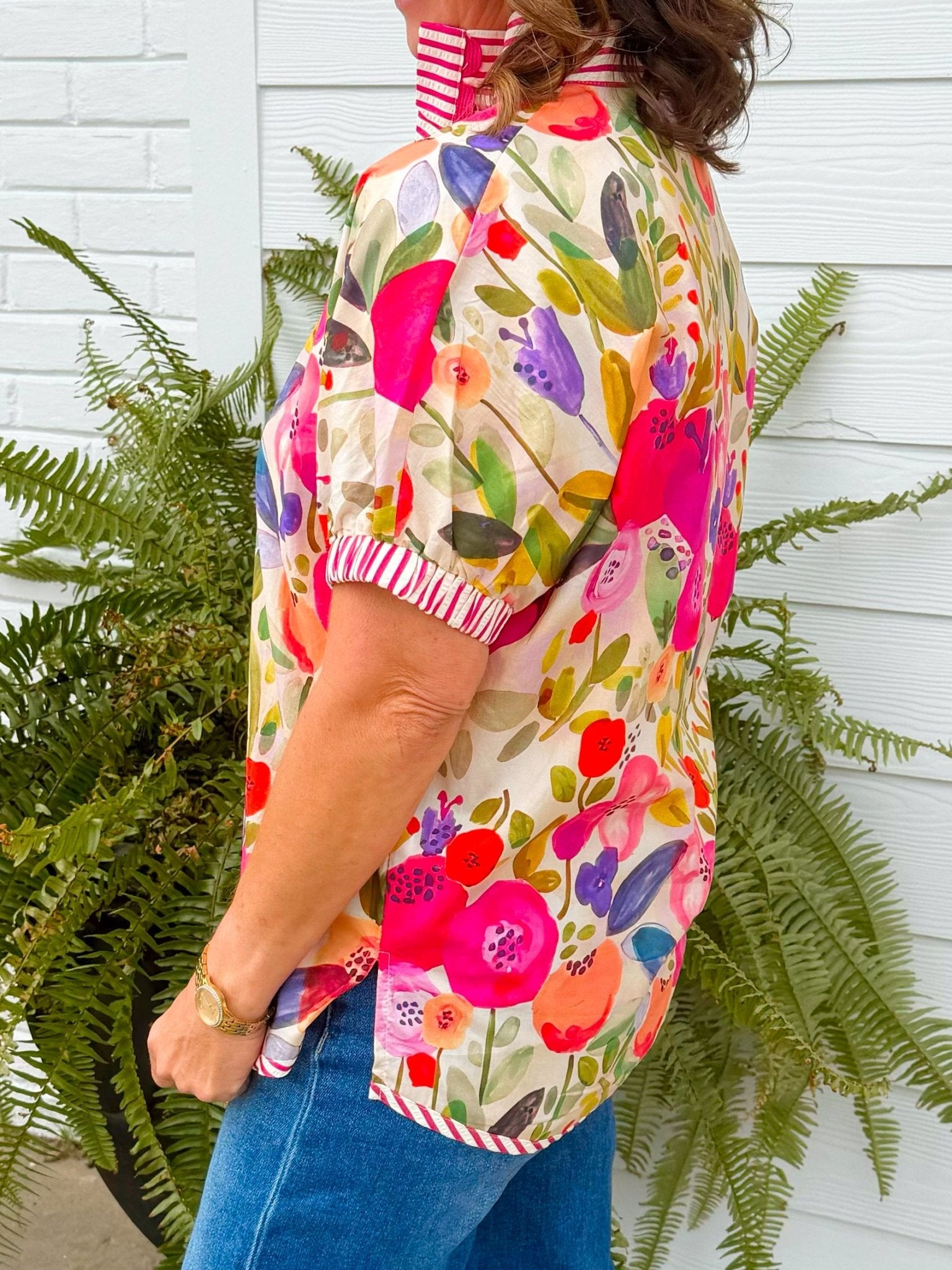 Painted Petals Floral Blouse - Jessi Jayne Boutique