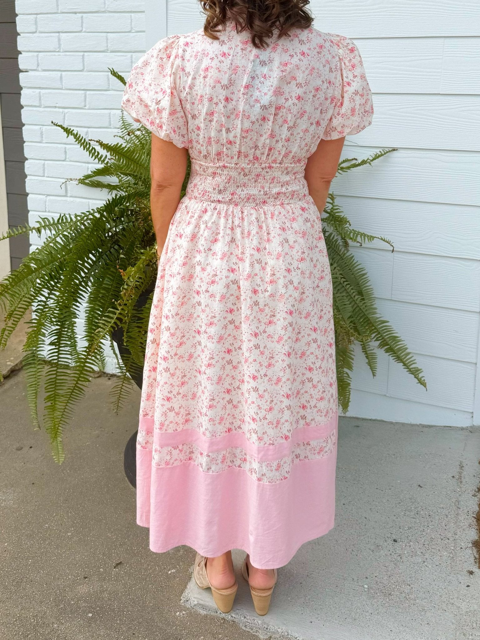 Blush Garden Floral Midi Dress - Jessi Jayne Boutique