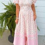 Blush Garden Floral Midi Dress - Jessi Jayne Boutique