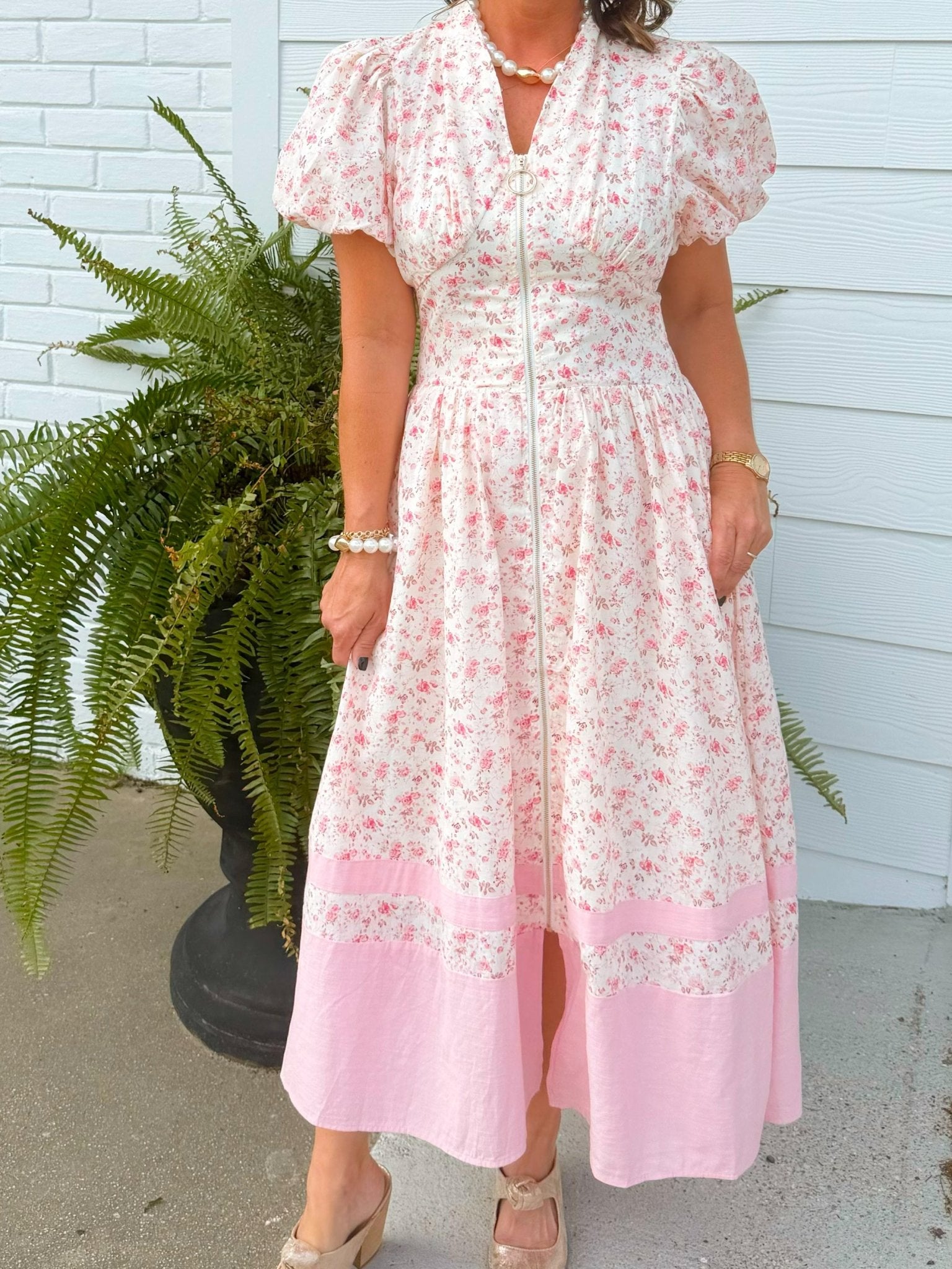 Blush Garden Floral Midi Dress - Jessi Jayne Boutique