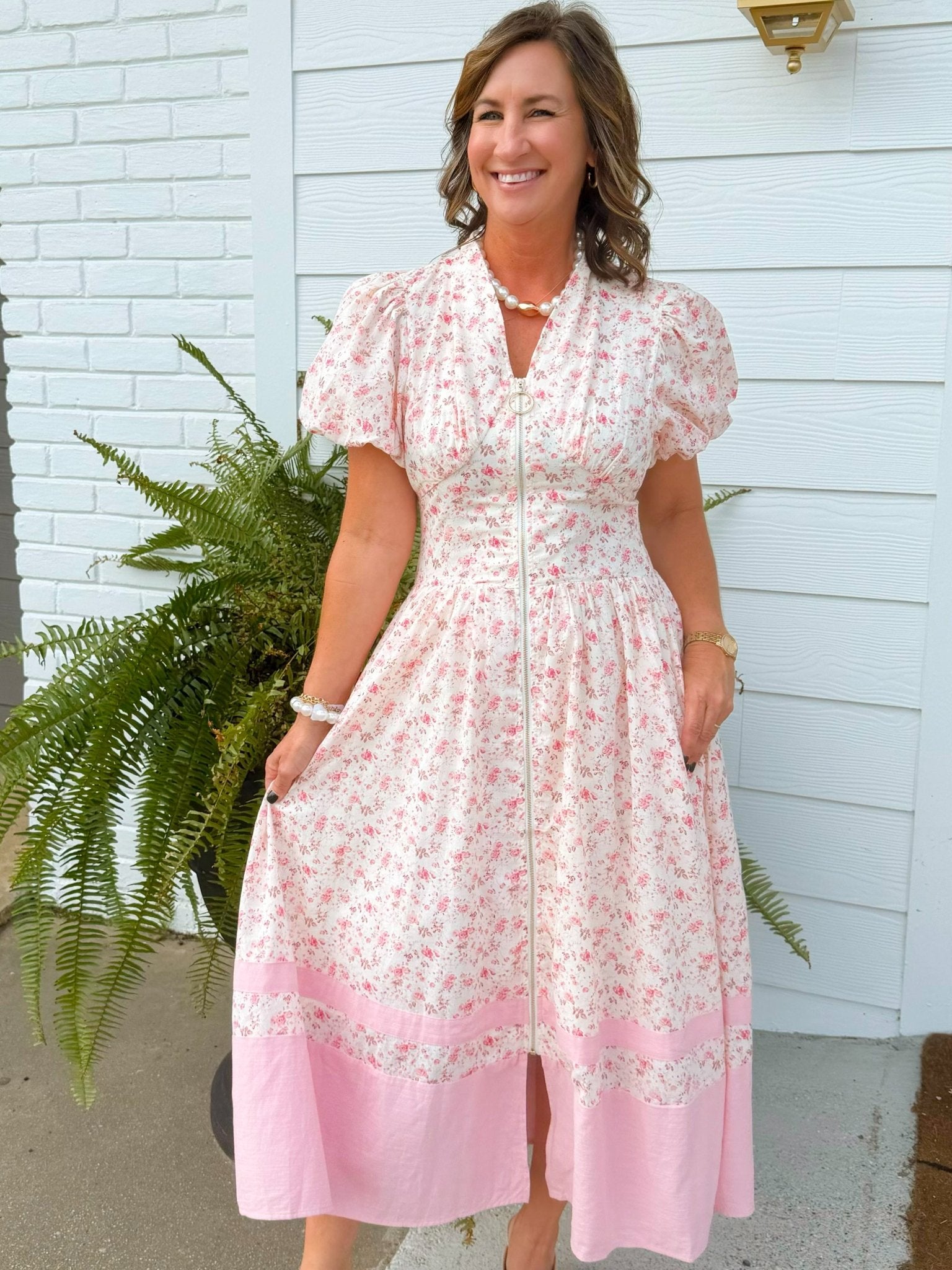 Blush Garden Floral Midi Dress - Jessi Jayne Boutique