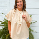 Camellia Charm Puff Sleeve Blouse - Jessi Jayne Boutique