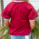 Mulberry Trim Zip Top - Jessi Jayne Boutique