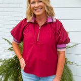 Mulberry Trim Zip Top - Jessi Jayne Boutique