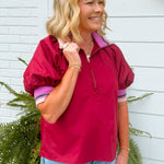 Mulberry Trim Zip Top - Jessi Jayne Boutique