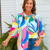 Confetti Coast Relaxed Blouse - Jessi Jayne Boutique