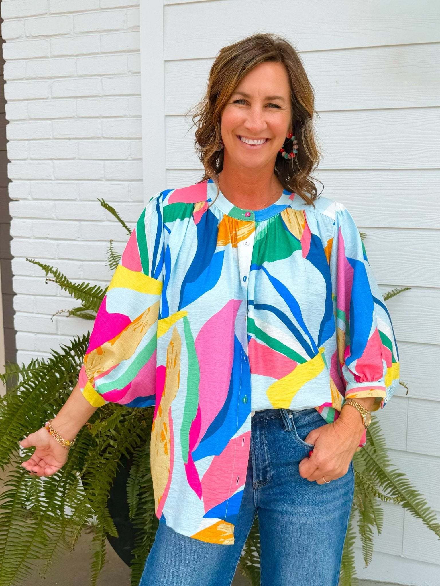 Confetti Coast Relaxed Blouse - Jessi Jayne Boutique