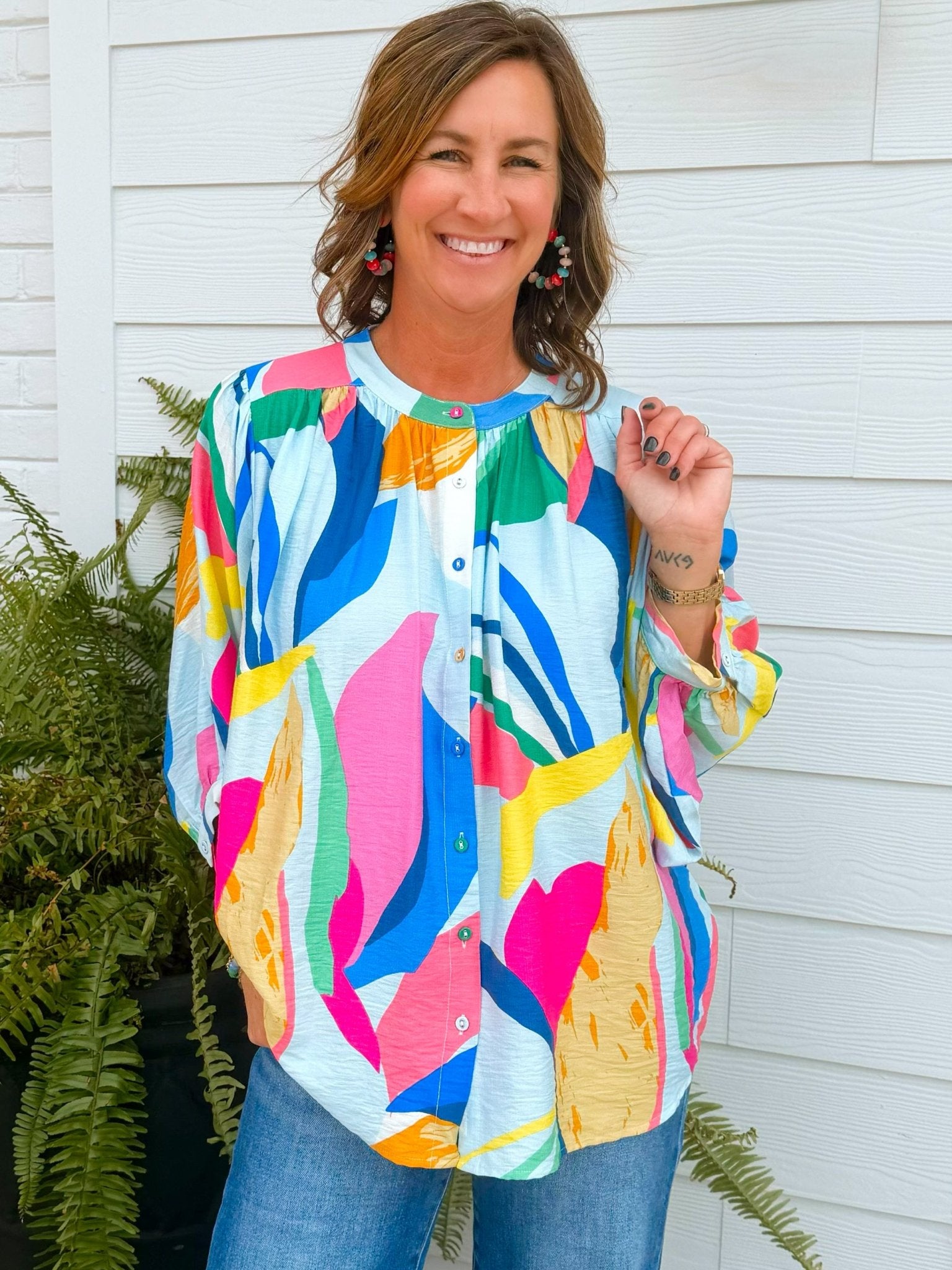Confetti Coast Relaxed Blouse - Jessi Jayne Boutique