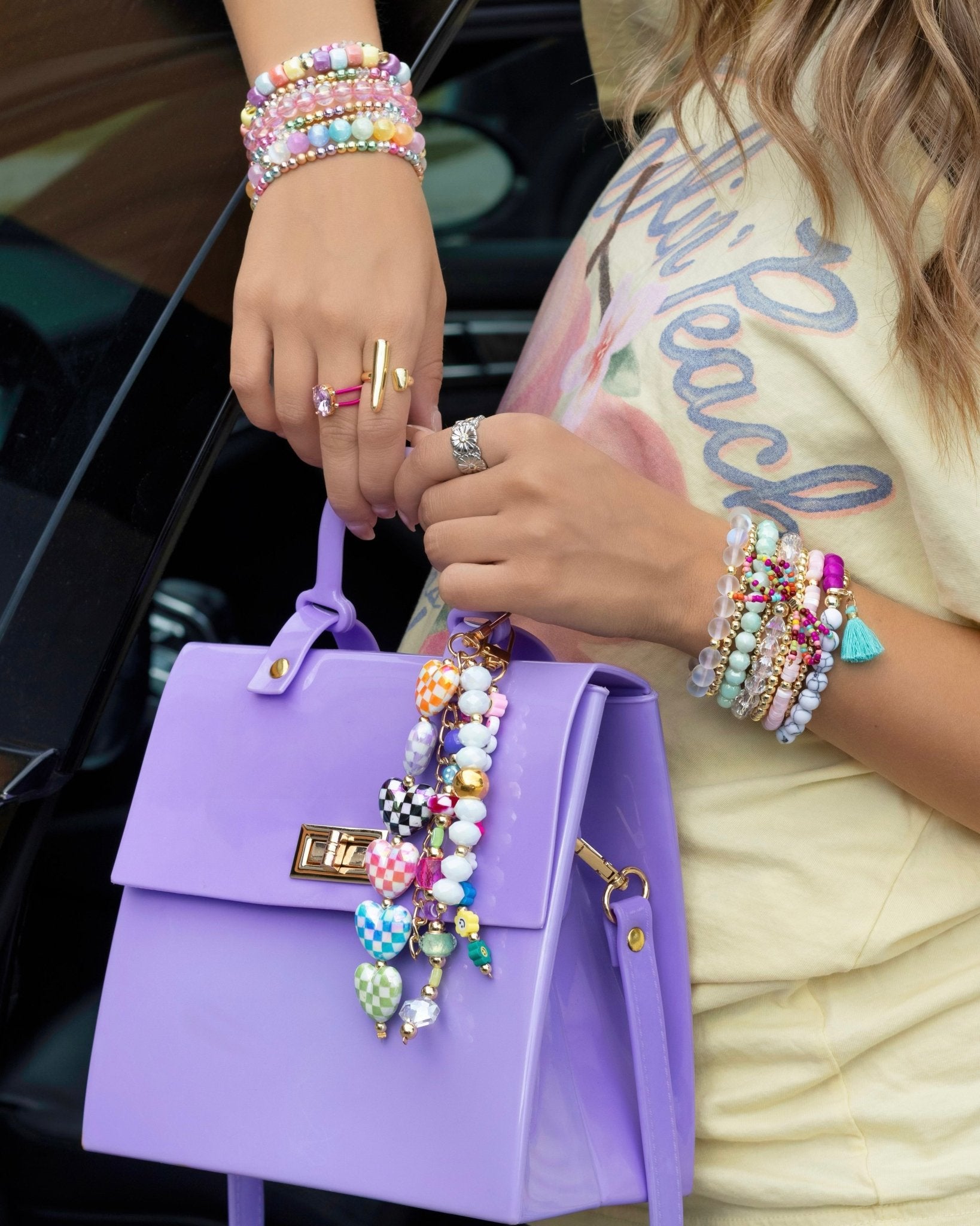 Bag Charm Checkered Heart - Jessi Jayne Boutique
