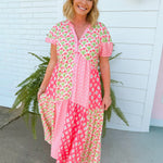 Blushing Patchwork Midi Dress - Jessi Jayne Boutique