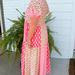 Blushing Patchwork Midi Dress - Jessi Jayne Boutique