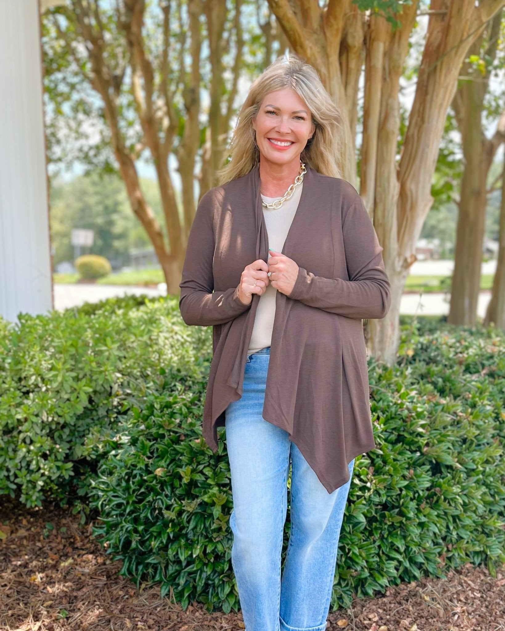 Everyday Layer Open Cardigan – Black & Brown - Jessi Jayne Boutique