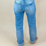 Stonewash Tummy Control Cuffed Crop Jeans - Jessi Jayne Boutique