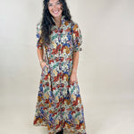 Patchwork Bloom High - Neck Midi Dress - Jessi Jayne Boutique