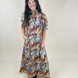 Patchwork Bloom High - Neck Midi Dress - Jessi Jayne Boutique