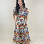Patchwork Bloom High - Neck Midi Dress - Jessi Jayne Boutique