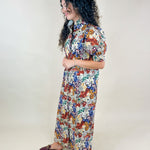 Patchwork Bloom High - Neck Midi Dress - Jessi Jayne Boutique