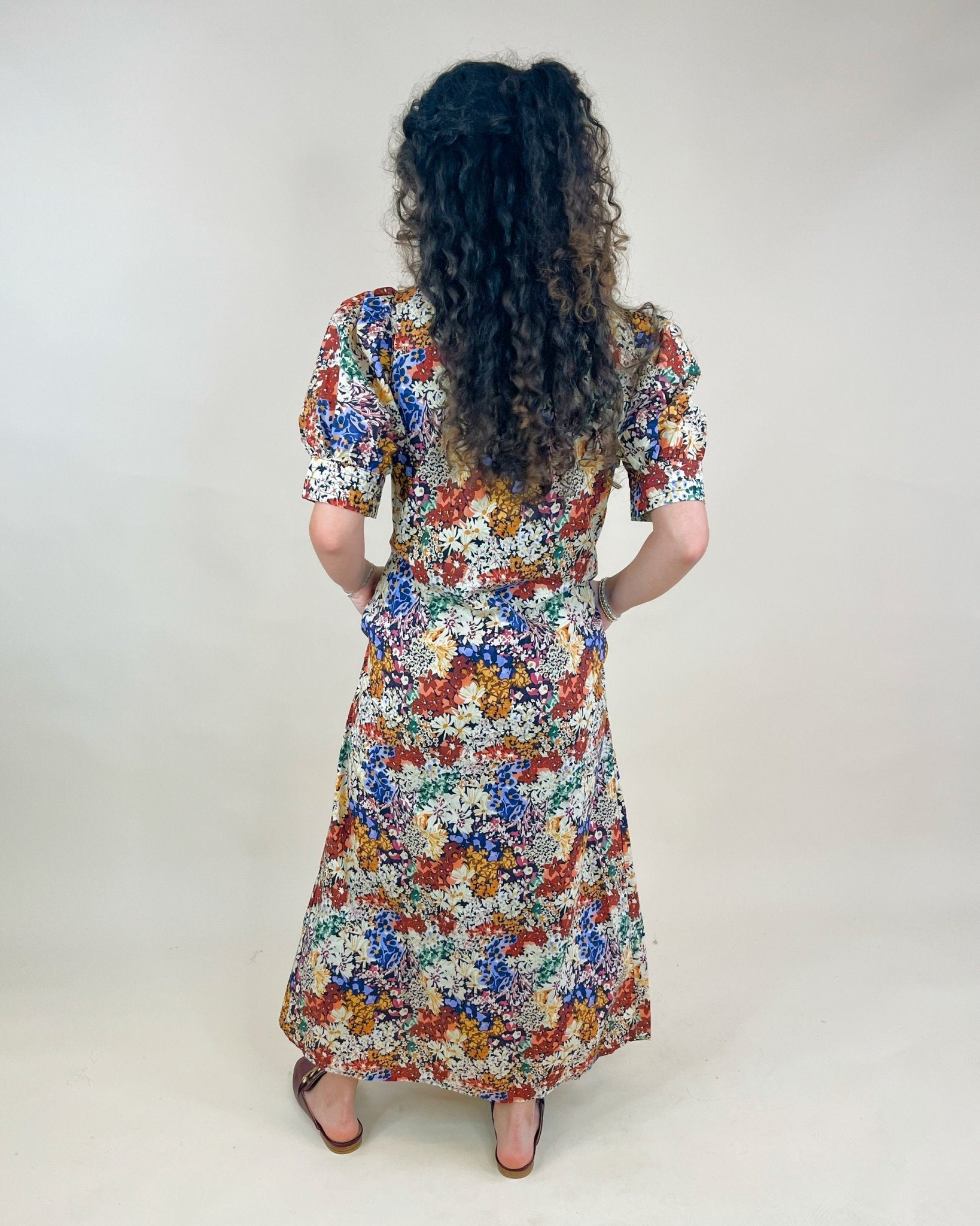 Patchwork Bloom High - Neck Midi Dress - Jessi Jayne Boutique
